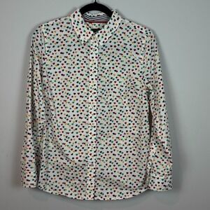 Talbots 80s Kidcore White Multicolor Hearts Valentines Day Fun Cotton Womens Mp
